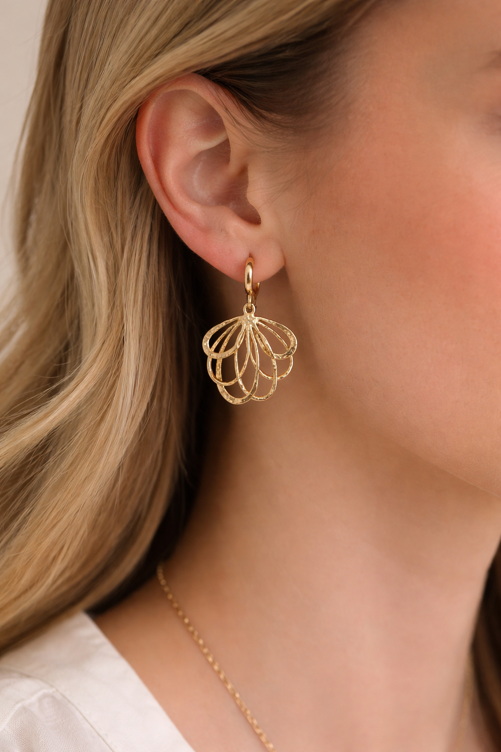 Textured Petal Drop Earrings
