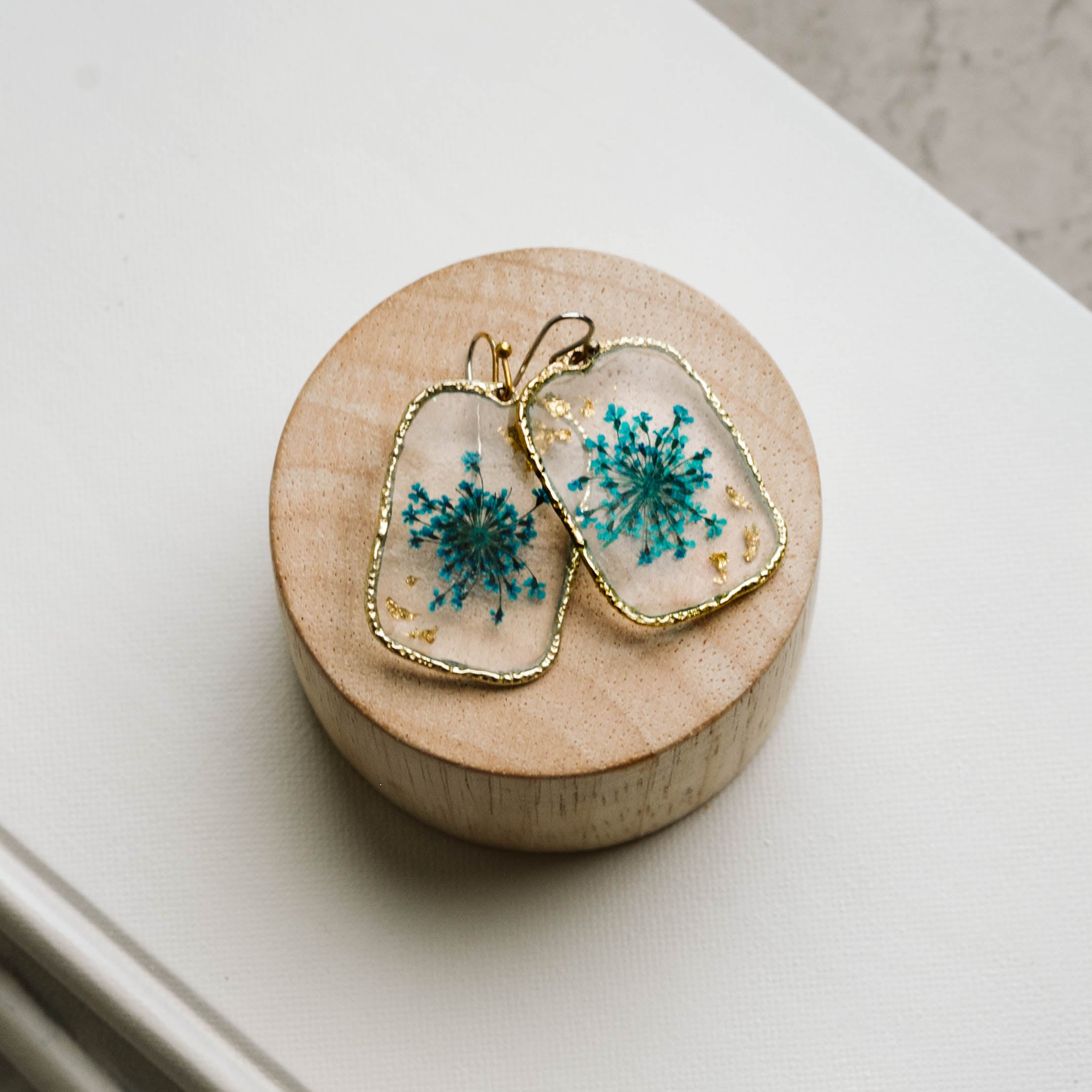 Pressed Flower and Resin Earrings
