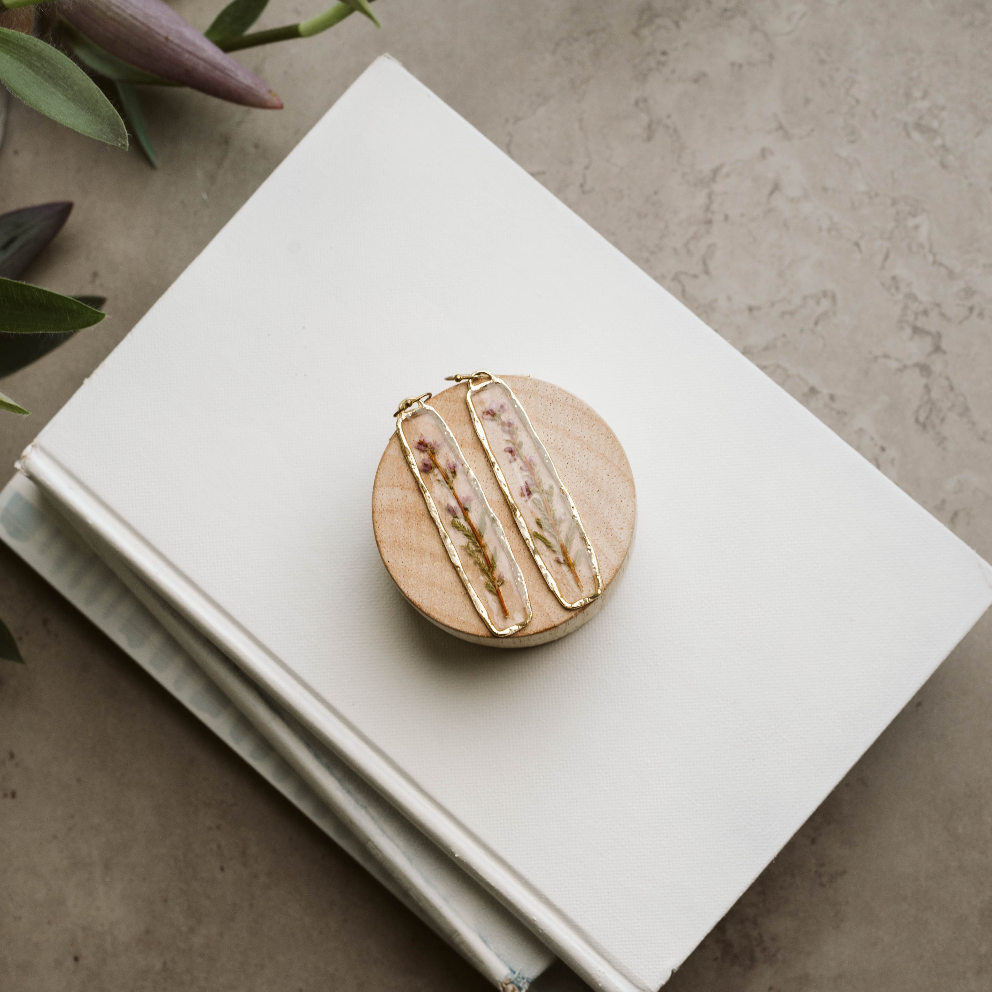Pressed Flower and Resin Earrings